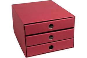 PRESENT FILL PresentFill® Schubladenbox Pappe Bordeaux - 100% Recycling Karton - Made in Germany - Schubladenturm für DIN A4 Papierablage - stabil stapelbar - Büro Schreibtisch Organizer – Ablagebox - Ordnungsbox