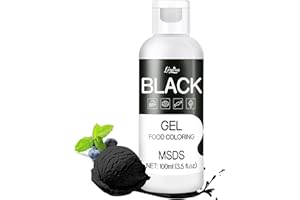 LIMINO Coloranti Alimentari Gel - 100ml Colorante Alimentare Insapore per Decorare Torte, Cuocere, Fondente e Macaron - Gel Food Coloring Vivace per Glassa, Biscotti, Slime Fai-da-te e Artigianato (Nero)