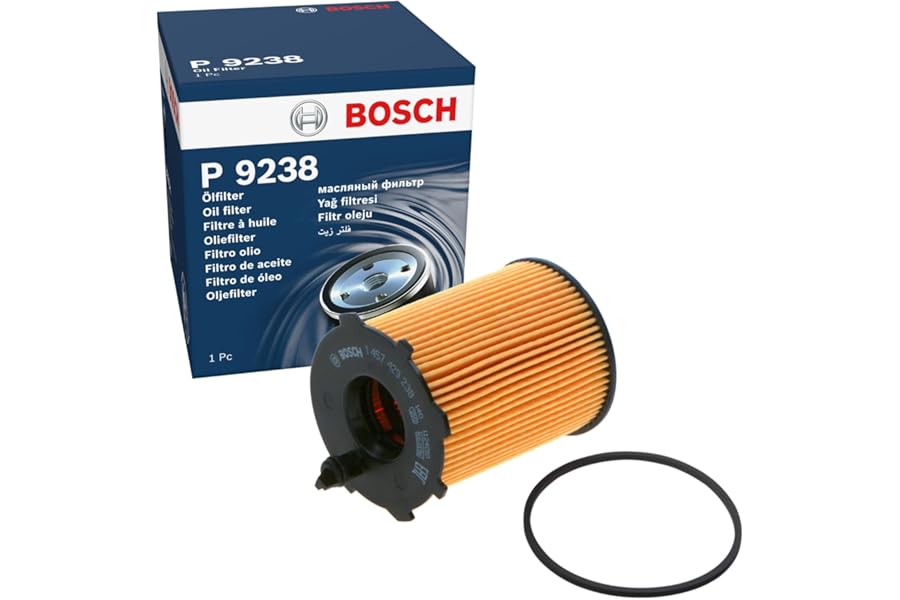 Bosch P9238 Car Oil Filter - Separates Soot and Metal Particles from Engine Oil - Provides Reliable Engine Lubrication