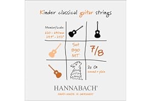 Struny do gitary klasycznej Hannabach Seria 890 MT dia 7/8 gitary dziecięcej Skala: 62-64 cm - Satz mit 2 G-Saiten - 890MT 7/8