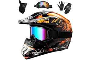 WEITY Casco da Motocross Set con Occhiali Guanti Face Mask , per bambini e adulti, casco da motociclista AVT MX integrale per Downhill Offroad Enduro Scooter Sport