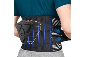 YISAILU Rückenstützgürtel mit 6 Streben für Herren und Damen, Bequeme Atmungsaktive Rückenbandage mit 3D Lendenpolster zur Linderung und Haltungskorrektur, Rückengurt für Arbeit und Sports,L(37.5"-45.3")