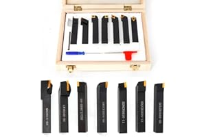 KANGTEN Drehmeißel, 7 Stück Hartmetall Drehmeißel 16mm Drehmeißelsatz Drehstahl Klemmhalter CNC Drehwerkzeug Drehmeissel Set für Drehmaschinen