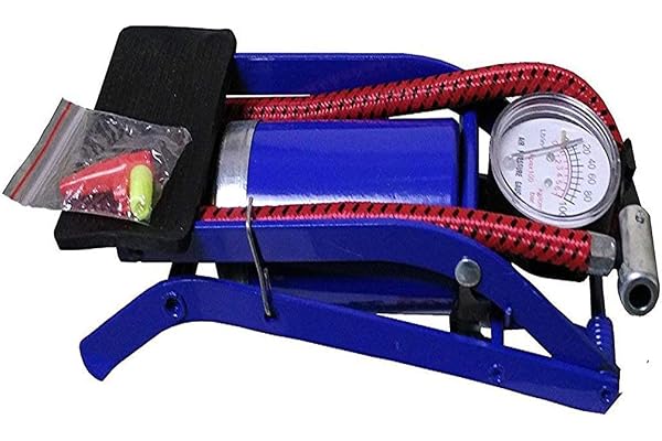 TERONOC Portable High Pressure Foot Air Pump Foot-Activated Inflator for Car, Bike, Motorcycles, Toys Compact & Durable Metal Body with Pressure Gauge Pack of 1