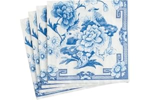 Caspari Servilletas de cóctel de Papel Azul y Blanco, Paquete de 20, Multicolor, Cocktail