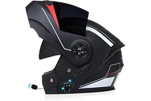 SDPPTYXC Adulte Bluetooth Modulable Casque Moto Homme Et Femme ECE Homologué Flip Up Casque Moto avec Double Visière pour Anti-Collision Casque Scooter Integral Modulable Locomotive Casque