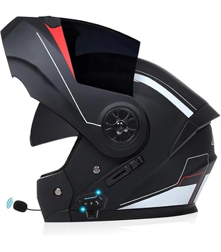 Casque Moto Modulable Bluetooth Homologué ECE - Flip Up Double Visière Pour Homme Et Femme
