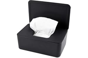 KONUNUS Feuchttücher Box, Toilettenpapier Box, Baby Tücher Fall, Feuchttücherbox Tücherbox, Tissue Toilettenpapier Spender , Serviettenbox Mit Deckel, Tissue Aufbewahrungskoffe, Kunststoff Schwarz
