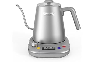 Hazel Quinn Bollitore Elettrico a Collo di Cigno, Temperatura Regolabile & Mantenimento Caldo, Acciaio Inossidabile & Senza BPA, Per Caffè E Tè, Bollitore Piccolo 800 Ml, 1200W - Grigio