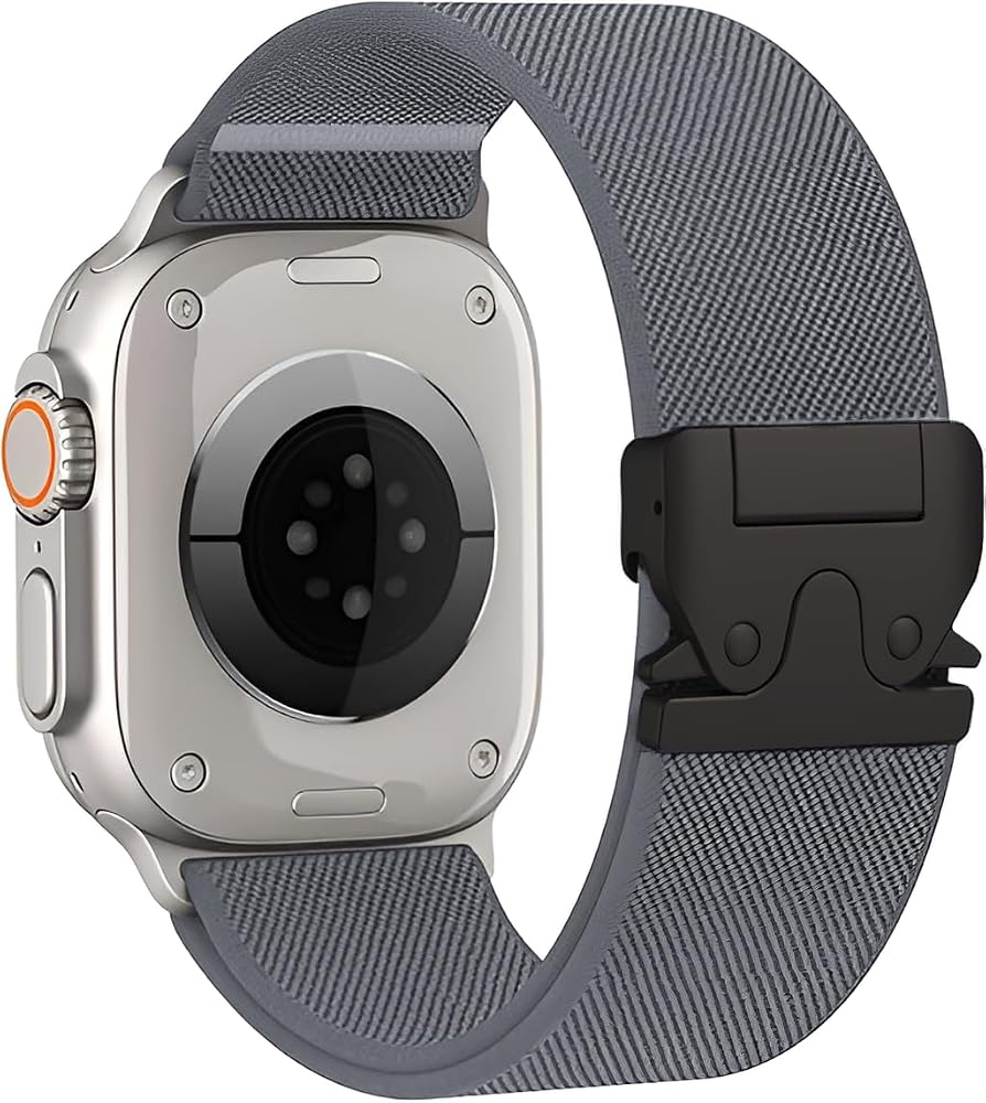 Minesk Apple Watch ile Uyumlu Elastik Spor Bileklik 49mm 46mm 45mm 44mm 42mm için Ayarlanabilir Paraşüt Tokalı Naylon Kumaş Kordon Kayış