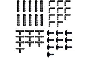 RIEGOPRO SU TIENDA DE RIEGO Riegopro Pack RIEGO por Goteo 16MM: 50 te + 50 Codo + 50 Enlace + 10 tapón. Color Negro. Marca Riegopro