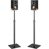 PEGZONE Stand Speakers Adjustable 86-113 cm, MAX 5 kg, Black | Speaker Stand Compatible with Bose, JBL and Sony, Integrated C