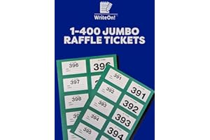 YLAB Extra Large Green Raffle Book, Cloakroom Tickets 1-400 – Jumbo 7x4cm Perforated Ticket Stubs – Easy Read, Numbered & Secure – Ideal for Events, Fundraisers & Cloakroom Use