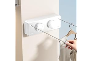 MUSTORN Corde à Linge Extensible - Double Corde à Linge - pour l'extérieur, Le Balcon et l'intérieur - Deux Lignes - Corde en Acier Inoxydable - 4,2 m (Blanc)