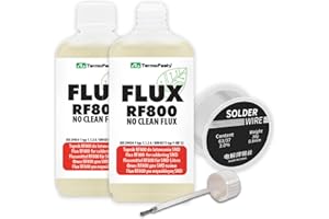 PACKPIONEER 2X Solder Flux Liquid 50ml Oiler - SMD/RMA No Clean, Reflow, Rework, Reball RF800 with 30g High Purity Electrolytic Solder Wire 0.8mm - Industrial Grade Tin Line, Easy Tin, Full Solder Joints