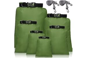 SHAPPY wasserdichte Trockentaschen Set Leichte Combo Set mit 15 L, 8 L, 5 L, 4 L, 3 L, 2 L Säcke und 2 Stücke Lange Verstellbarer Schultergurt für Wandern, Camping