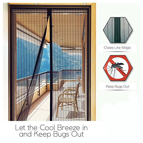 Fliegengitter Tür mit Magnetverschluß, Magnetvorhang Insektenschutz, Magnetischer Türvorhang, für Türen 94 x 206cm, Schwarz - 5