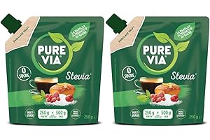 Pure Via - Doypack Poudre Cristallisée - Stevia - Zéro Sucre - 250g - Lot de 2