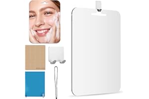 DOTTALL 28cm x 19cm Miroir de Douche, Miroir Rasage avec Ventouse Petit Miroir à Suspendre pour Salle de Bain Miroir Adhesif Porte Miroir de Camping de Voyage en Acrylique