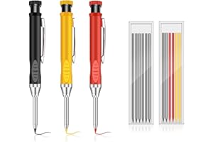 CISYIA 5 Pcs Set Work Pencils for Builders, Metall Carpenter with Sharpeners and Tracer Refills, Construction Joinery Tools Pro Deep Hole Pencils