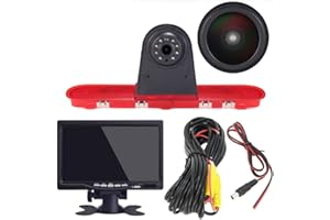 KALAKASS HD IP68 Troisième monté sur Le Toit Haut Lampe Frein lumière Vue arrière Caméra de recul Peut Ajuster l'angle Vision nocturne infrarouge pour Citroen Dispatch/Toyota Proace/Peugeot Expert+7'' Moniteur