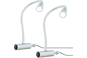 Lunartec Bed Lamp: 2 Pack Ultra Bright LED Lamp with Metal Gooseneck for Bed Festival (Bed Lamp Gooseneck Bed Lamps, Clamp Lights)