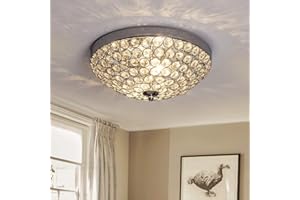 ‎DEPULEY Depuley LED Kronleuchter Kristall Deckenlampe Modern Deckenlampe mit Elegantem Design, Breite 30 x Höhe 12 cm, 2 Lampenfassungen für Wohnzimmer Schlafzimmer Esszimmer, Glühbirne nicht enthalten