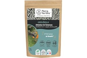 Terra Fertilis - Fertilisant 3 en 1 - Engrais, biochar et paillis - CRESCIBELLA - Revegetalise et regarni le gazon - Paillis et engrais pour les plantes -Retient l'eau et les nutriments - 1kg
