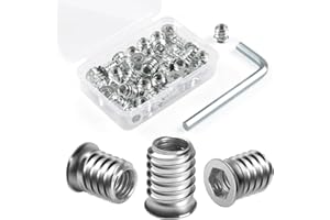 BOUMVID Dado Esagonale Incassato Inserti Filettati M6 x 10mm, 40 Pezzi Dadi Inserto di Fissaggio Viti a Esagono Filettato, Vite in Acciaio Zincato, Boccole Filettate per Legno per Mobili in Legno