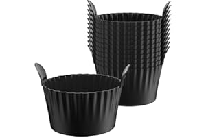 Bakecat Ramekins for Air Fryer, Air Fryer Egg Mould, Large Muffin Cases for Air Fryer (Pack of 12), Black.