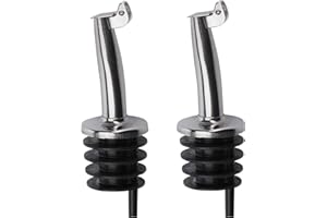 Westmark 2 Spirituosen-/Öl-/Essig-Ausgießer für Flaschen, mit Kläppchen, mit Luftröhrchen, Metall/rostfreier Edelstahl, Kunststoffkorken, Inox Gastro, Silber, 46822280