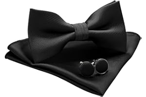 JEMYGINS Papillon Uomo Regolabile in Diversi Colori con Fazzoletto e Gemelli