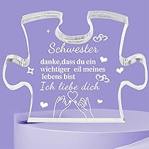 Personalisiertes Acryl Geschenk Für Schwester | Graviertes Puzzle-Design 10x12cm | Geburtstagsgeschenk