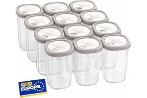 IDOBY Set med 12 plastkryddfack, genomskinliga kryddfack av BPA-fri plast, för camping, kök, salt- och pepparskålar, kryddfac