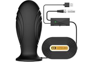 JSUTKYA 2025 Indoor TV Aerial for Smart TV,TV Ariels Indoor with Strong Magnetic Base,Easy Installation,Long Range Reception for Local Channels 4K 1080P,18.7ft Long Cables,Suitable for All Channels-Black