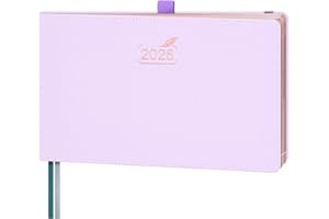 BEZEND Agenda 2026 Semana Vista 23 x 14 cm - Agenda Semanal, Formato Horizontal con Horario Vertical, Borde de Oro Rosa, Tapa Dura en Cuero PU, Lila