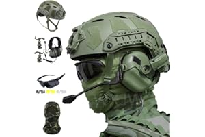 WLXW Ensemble De Casque Tactique Fast SF À Protection Complète, avec Casque Airsoft Et Lunettes À Trois Lentilles Et Masque Tactique, pour Ensemble Militaire Paintball Wargame