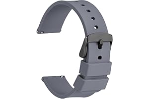 WOCCI Bracelets de Montres Silicone avec Boucle Noire, Remplacement Dégagement Rapide pour Femme Homme 14mm, 16mm, 18mm, 19mm, 20mm, 21mm, 22mm, 24mm