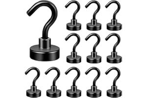 Fokroin - Paquet de 12 crochets magnétiques, crochets de rangement pour garde-robe, crochets magnétiques puissants, crochets de porte, parfaits pour les cuisines, les réfrigérateurs et les bureaux