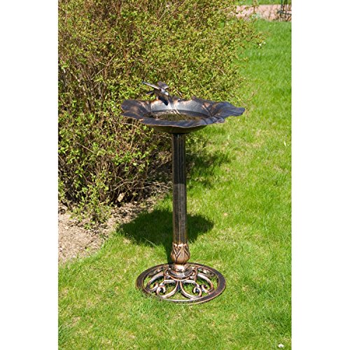 Dekorative Vogeltränke aus massivem Gusseisen, Farbe bronze, Höhe 80cm, Gewicht 11kg, Durchmesser 48cm - 8