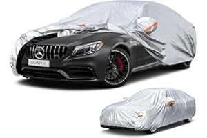 GUNHYI Funda de Coche Exterior Impermeable Transpirable, 6 Capas Funda de Coche Anti-UV Resistente al Polvo Lluvia Rasguño Sol, con Cremallera y Forro de Algodón, Común para Sedán(470 a 490 cm)