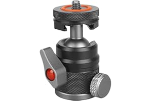 Neway Mini Ball Head with Cold Shoe Mount Adapter and 1/4" Screw for DSLR, Camera, Video Lights, Tripods, Light Stand, Monopod, Microphone, GoPro