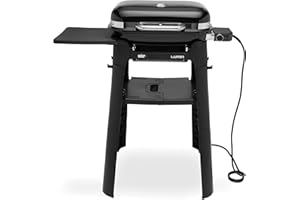 Weber Lumin Compact Barbecue Elettrico con Stand, Griglia di Cottura 43 x 32cm, Portatile, Raggiunge 315 °C, Versatile - per Rosolare, Affumicare, Cuocere al Vapore, Scongelare - Nero (91010953)