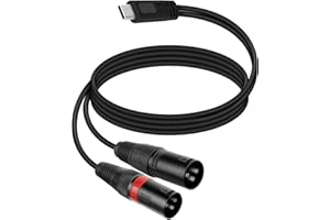 RIIEYOCA Kabel audio USB C do podwójnego rozdzielacza XLR, typ C na 2 wyjścia XLR męski adapter stereo kompatybilny z telefonami lub laptopami (1m/3,3 stopy)