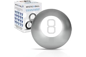 LKH HOME COLLECTION LKH Magic 8 Ball Classic Retro Novelty - Mystic 8 Ball Gadget for Decision Making, Fortune Telling, Fun Toy Game with 20+ Predictions, Features, Fun Gift & Stocking Fillers - Silver