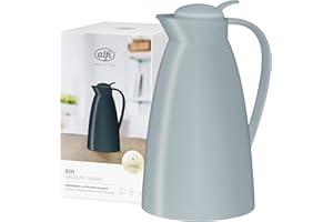 alfi Eco 1,0 l, Jarra isotérmica con inserción higiénica de Vidrio Duro de plástico, tapón de Rosca con cómodo pulsador, vertido con una Mano, Ideal como Jarra de café, Jarra de té, sin BPA