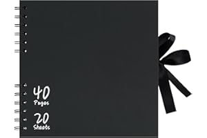 Vienrose Album Fotografico 20,5x20,5 cm, Album Scrapbooking DIY con 40 Pagine Carta Kraft Nera, Album Foto Fai da Te per Matrimonio, Bambino, Famiglia, Album Fotografico Personalizzabile, Nero