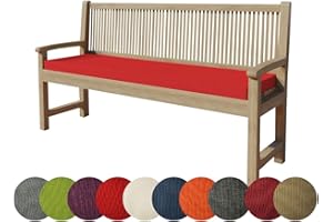 chilly pilley Coussin De Banc Housse Amovible Lavable Zip avec Passants Coussin pour Banc De Jardin Terrasse (130 x 50 x 5 cm, Rouge)