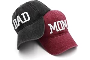 Waltonalice Lot de 2 casquettes de baseball pour maman et papa amusantes brodées papa maman casquette baseball trucker vintage cadeau pour couples, parents noir DAD + bordeaux MOM