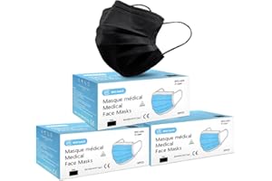 MEDI SANTÉ 3 Boites de 50 masques Masques chirurgicaux Type I noirs - Norme EN14683